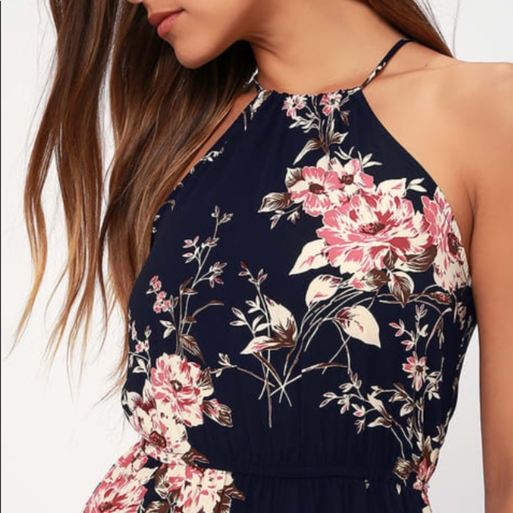 💕Feel the Music Midnight Blue Floral Maxi Dress